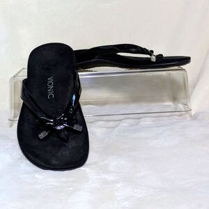 Vionic Rest Bella ll Thong Sandal Black Patent Leather Comfort Flip Flop‎  Sz 8